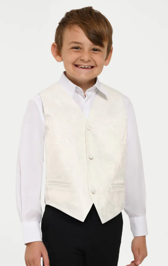 Boys Pearl Ivory Paisley Waistcoat Boys Pearl Ivory Paisley Waistcoat