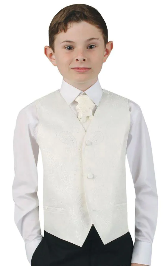 Boys Pearl White Paisley Waistcoat - photo 1