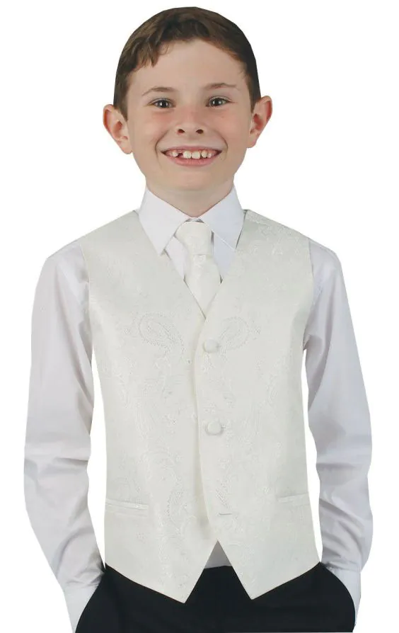 Boys Pearl White Paisley Waistcoat - photo 2