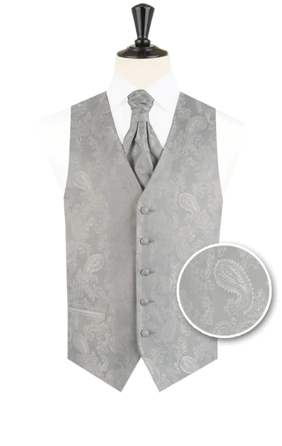 Boys Silver Paisley Waistcoat Boys Silver Paisley Waistcoat