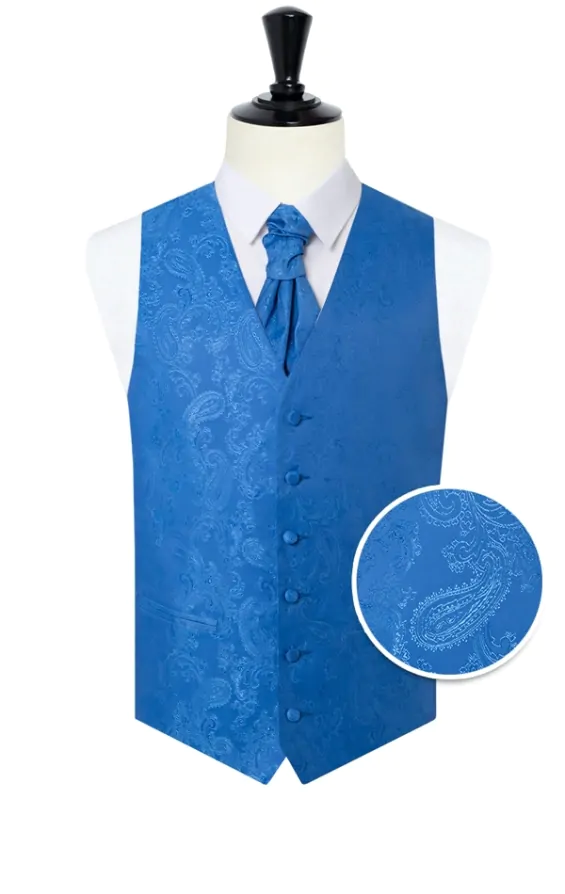 Dobell Royal Blue Paisley Waistcoat Dobell