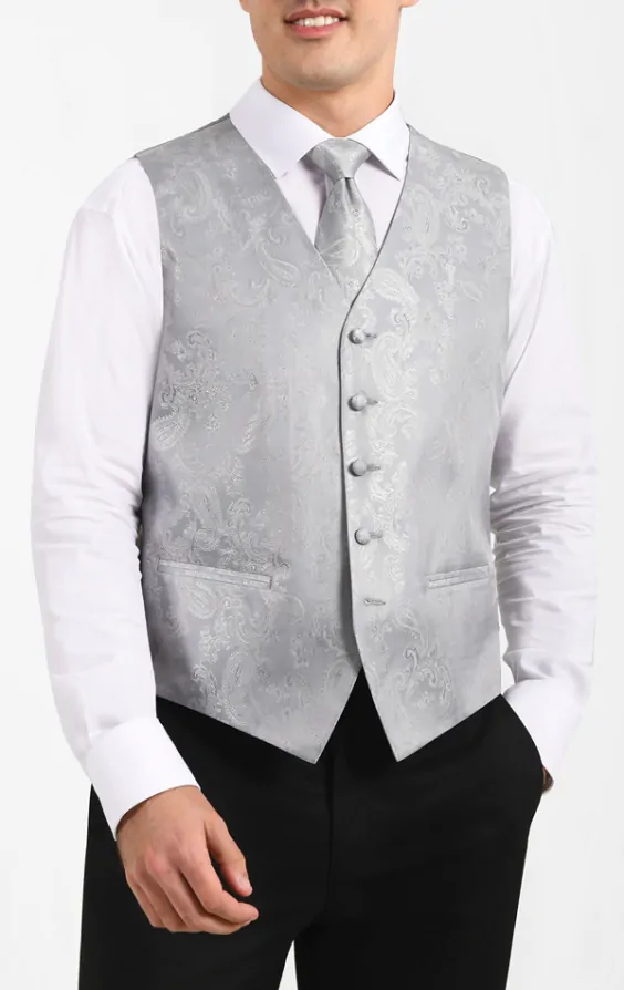 Silver paisley waistcoat deals