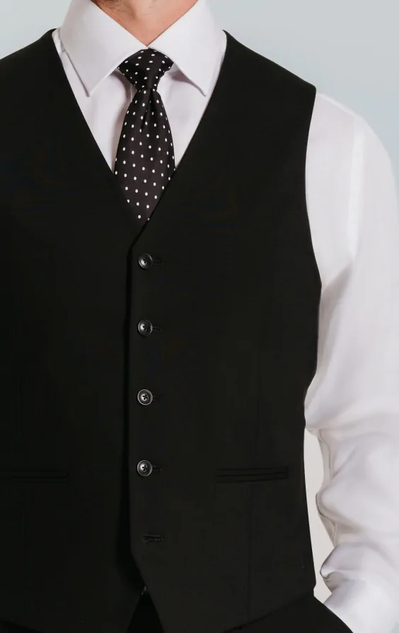 Black Slim Fit Waistcoat thumbnail 2