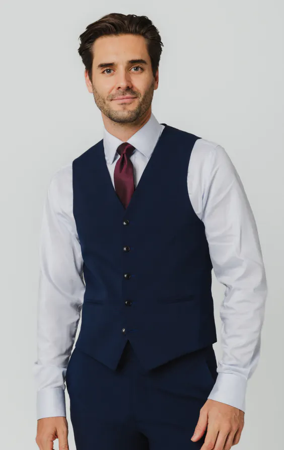 Blue Slim Fit Waistcoat