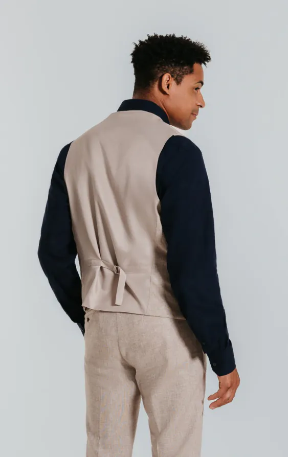 Sand Linen Slim Fit Waistcoat - photo 2 Sand Linen Slim Fit Waistcoat - photo 2