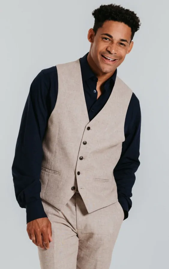 Sand Linen Slim Fit Suit Jacket thumbnail 7