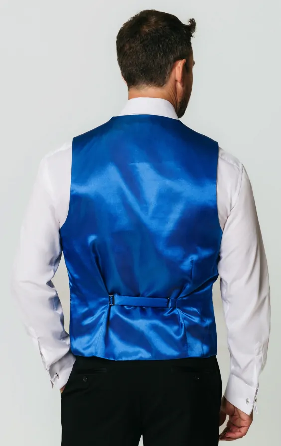 Blue Victorian Jacquard Waistcoat thumbnail 3