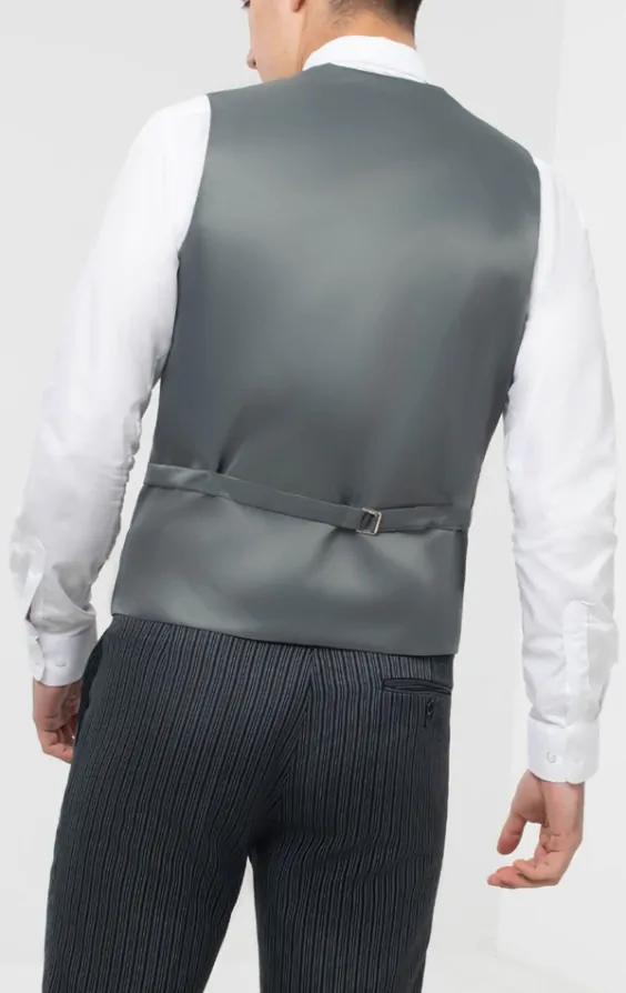 Luxury 100% Wool Dove Grey Single Breasted Morning Suit Waistcoat thumbnail 3