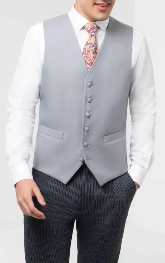 Luxury 100% Wool Dove Grey Single Breasted Morning Suit Waistcoat primary image