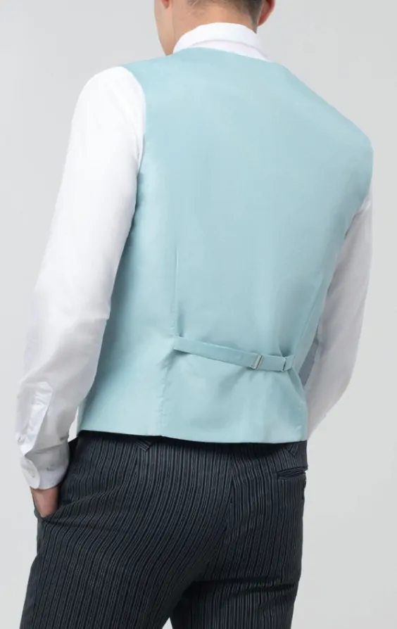 Duck Egg Blue Single Breasted Morning Suit Waistcoat thumbnail 3