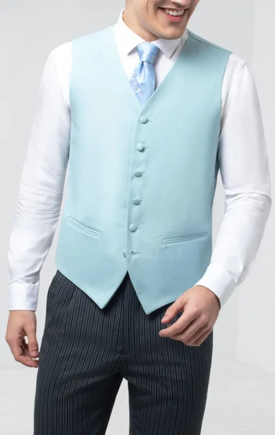 Duck Egg Blue Single Breasted Morning Suit Waistcoat primary image
