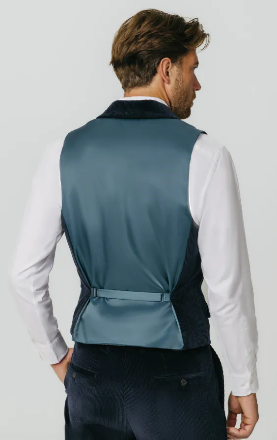 Navy Corduroy Waistcoat with Notch Lapel - photo 2 Navy Corduroy Waistcoat with Notch Lapel - photo 2
