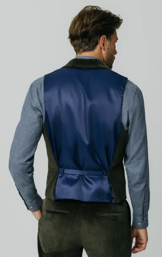 Green Corduroy Waistcoat with Notch Lapel - photo 2 Green Corduroy Waistcoat with Notch Lapel - photo 2