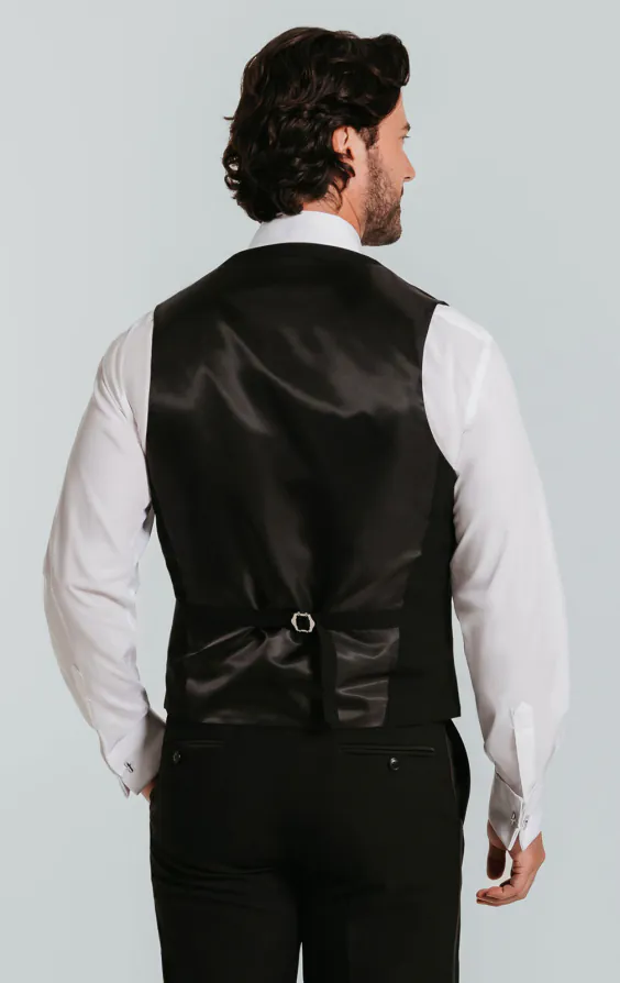 Black Double Breasted Slim Fit Tuxedo Waistcoat - photo 2 Black Double Breasted Slim Fit Tuxedo Waistcoat - photo 2