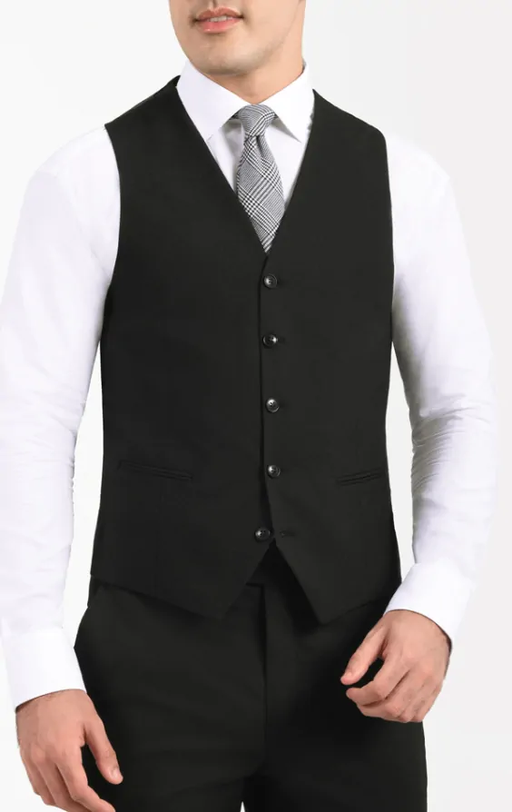 Dobell Black Slim Fit Waistcoat Dobell