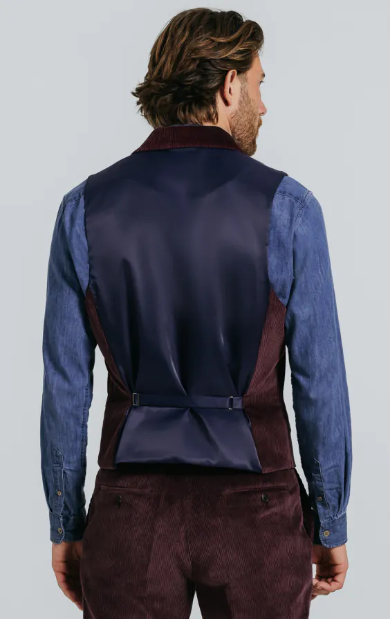 Burgundy Corduroy Waistcoat with Notch Lapel - photo 2 Burgundy Corduroy Waistcoat with Notch Lapel - photo 2