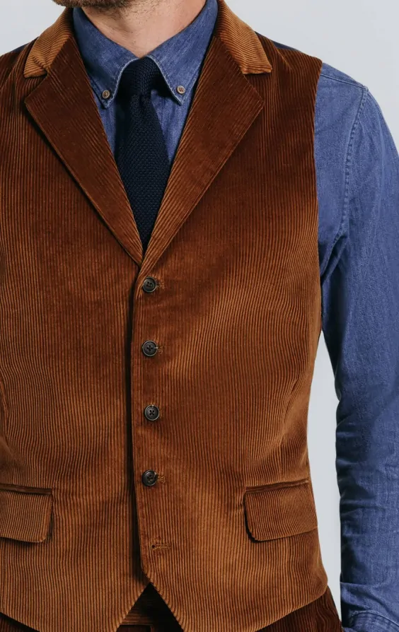 Vintage Corduroy Notch Lapel Cropped Coat