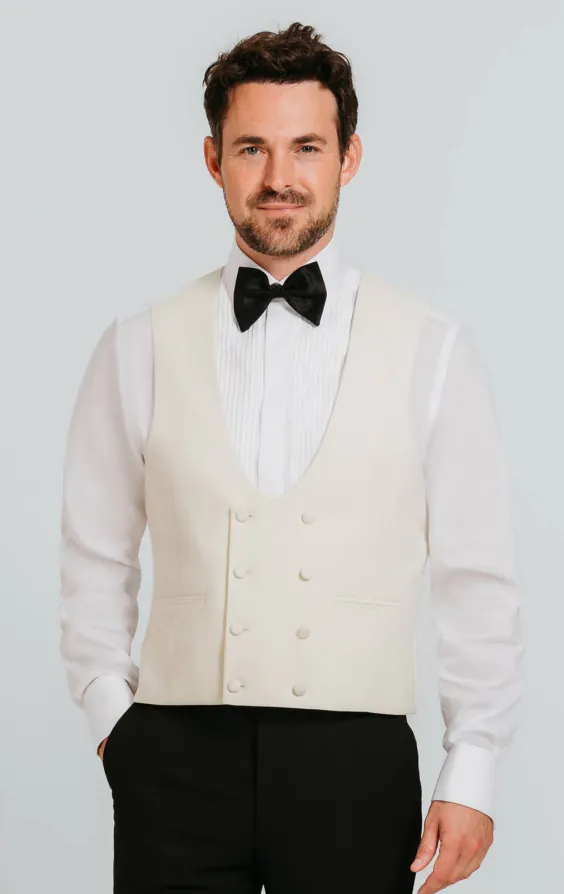 White Double Breasted Waistcoat White Double Breasted Waistcoat
