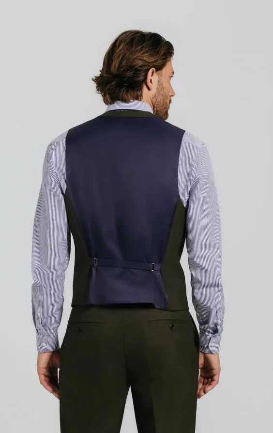 Dark Green Twill Waistcoat thumbnail 3