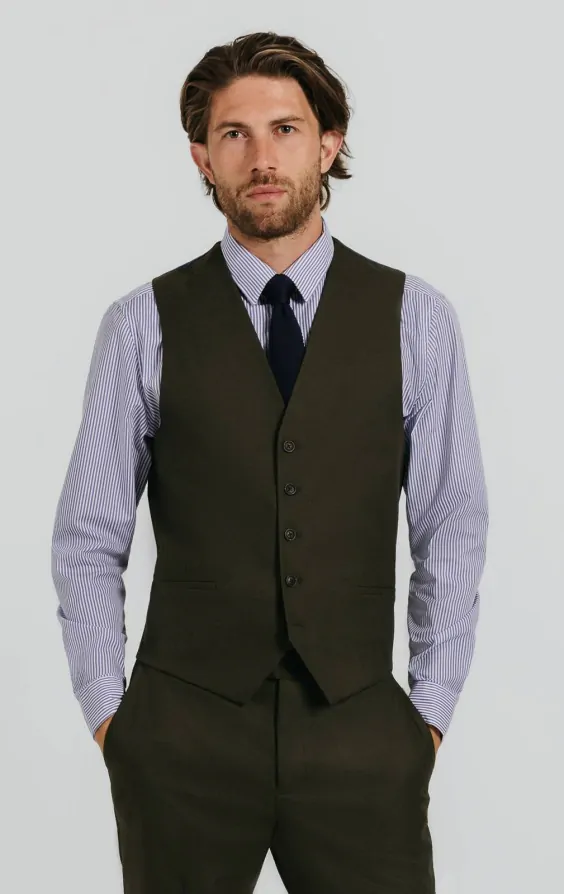 Dark Green Twill Waistcoat primary image