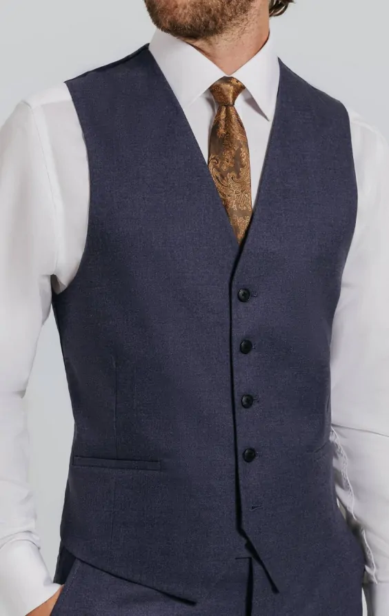 Dark Blue Twill Waistcoat thumbnail 2