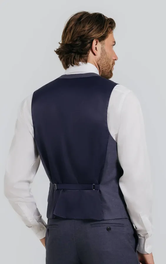 Dark Blue Twill Waistcoat thumbnail 3
