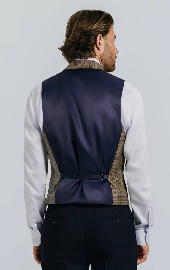 Brown Bold Check Waistcoat thumbnail 4