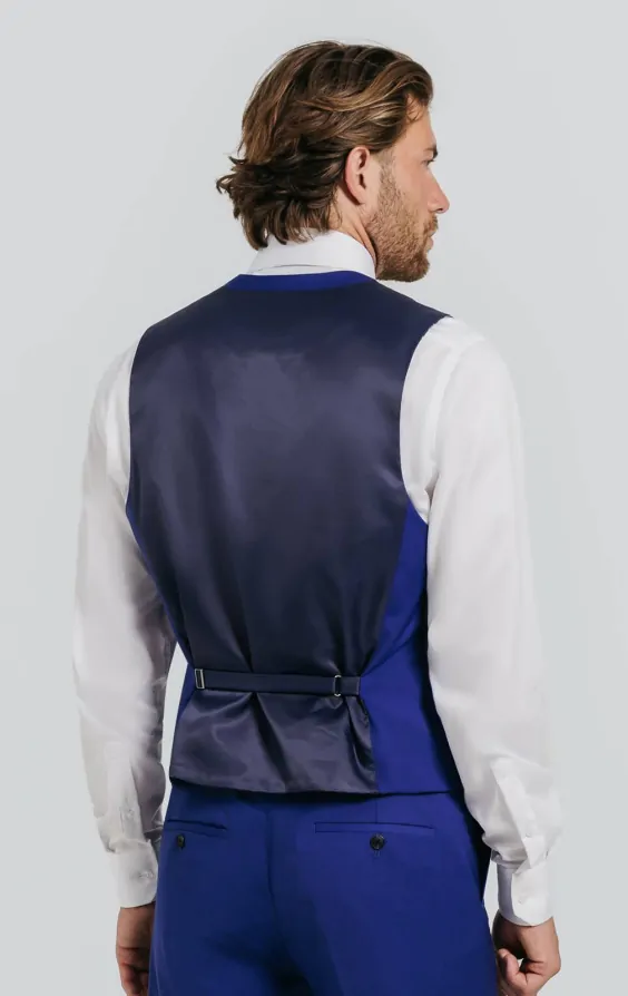 Bright Blue Double Breasted Waistcoat thumbnail 3