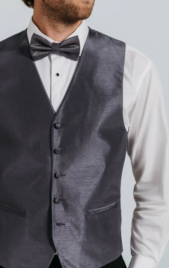 Dark Grey Dupion Waistcoat thumbnail 2