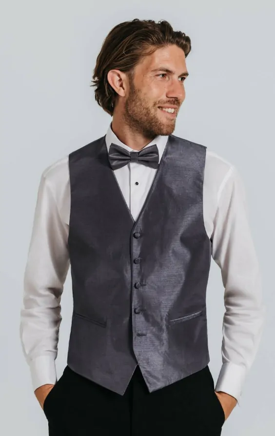 Dark Grey Dupion Waistcoat Dobell