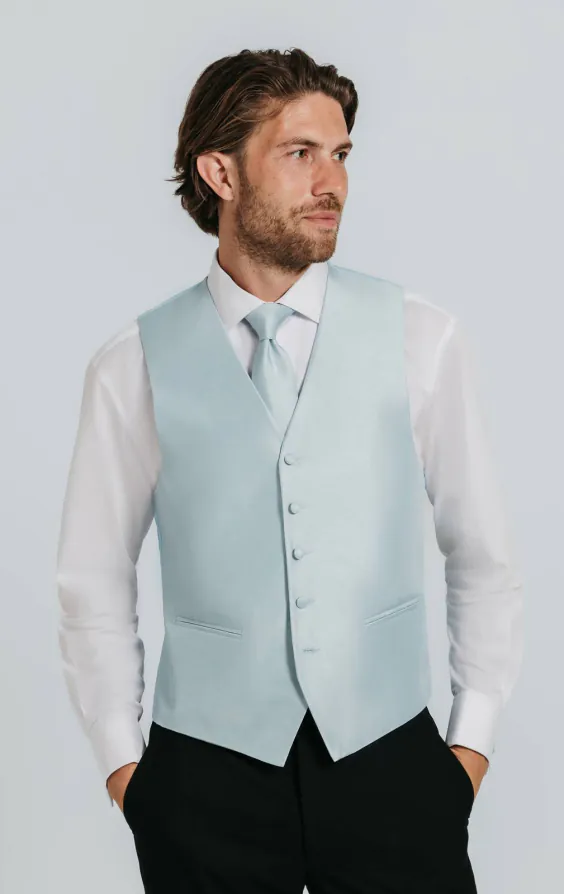 Powder Blue Dupion Waistcoat Powder Blue Dupion Waistcoat