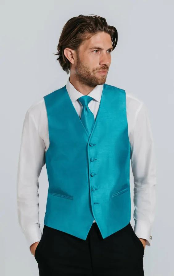 Turquoise Dupion Waistcoat