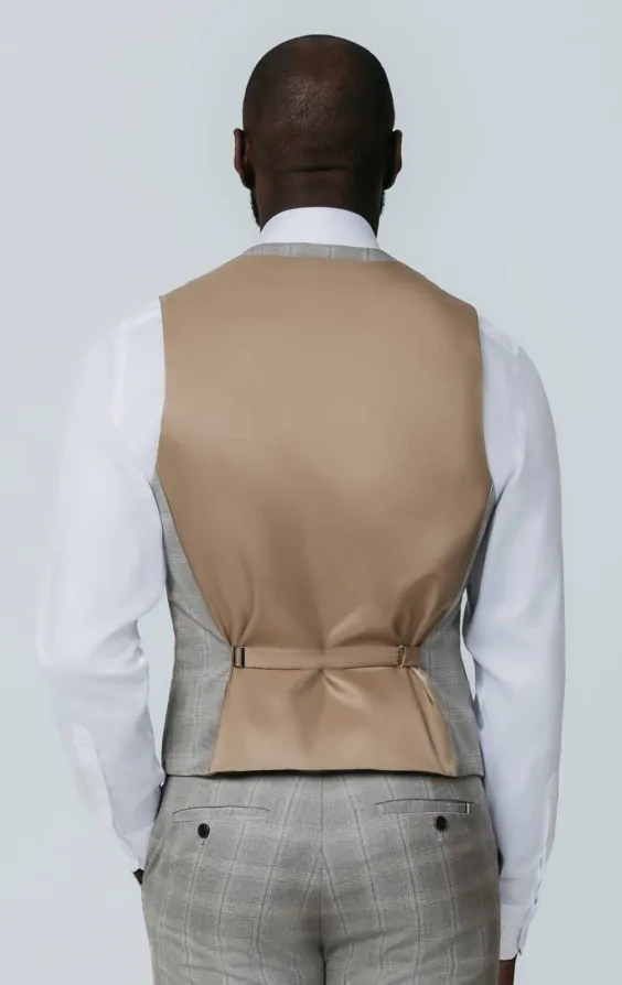 Taupe Check Waistcoat thumbnail 3