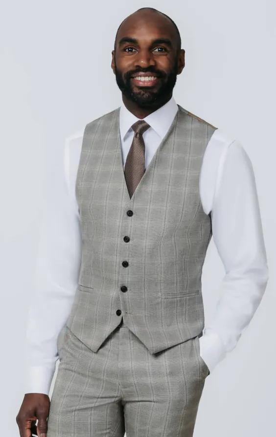 Taupe Check Suit Jacket with Peak Lapel - photo 7 Taupe Check Suit Jacket with Peak Lapel - photo 7