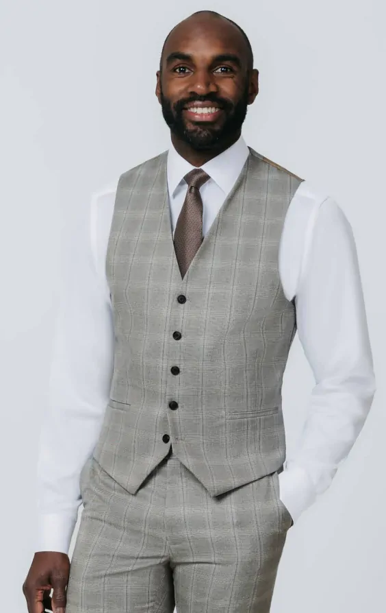 Taupe Check Waistcoat primary image