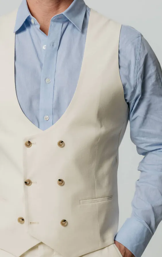 Ivory Linen Slim Fit Waistcoat - photo 1 Ivory Linen Slim Fit Waistcoat - photo 1