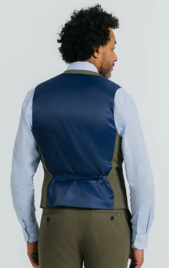 Green Linen Twill Waistcoat thumbnail 3