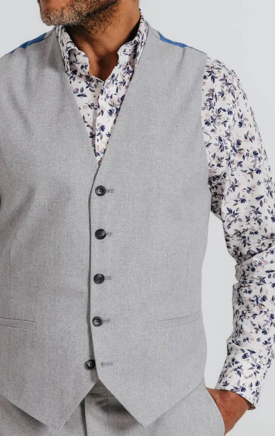 Light Grey Linen Waistcoat thumbnail 2