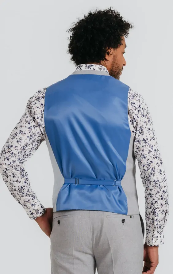 Light Grey Linen Waistcoat thumbnail 3