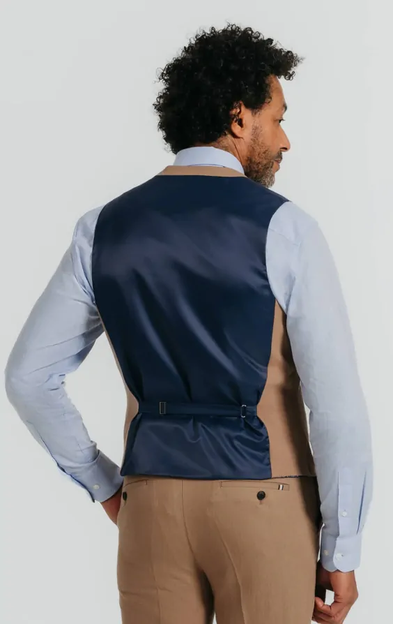 Brown Linen Twill Waistcoat thumbnail 3