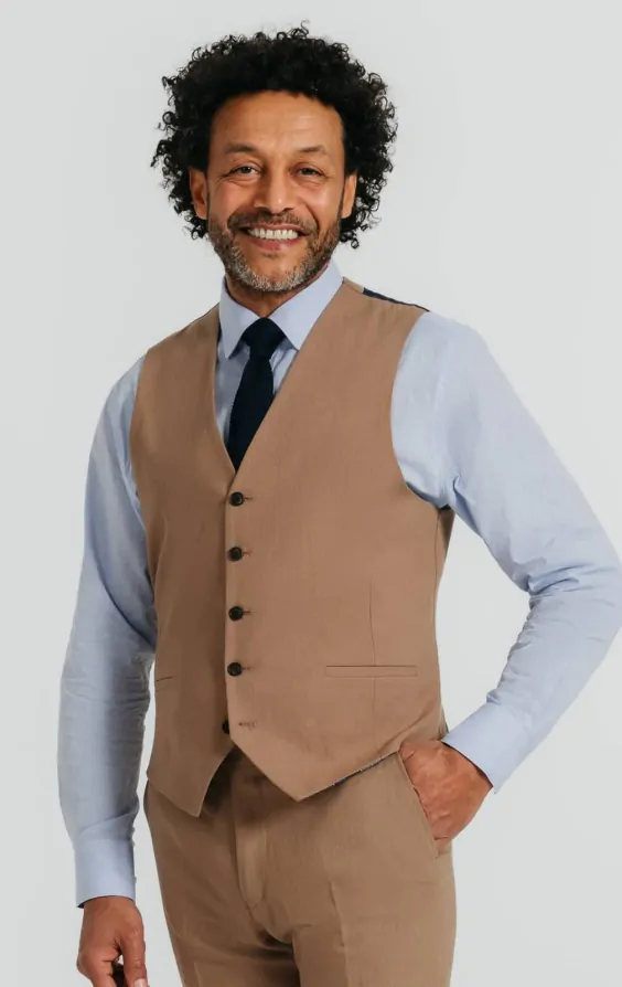 Brown Linen Twill Waistcoat primary image