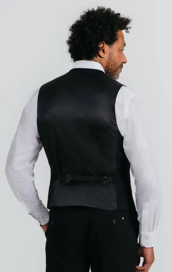 Black Linen Twill Waistcoat thumbnail 3
