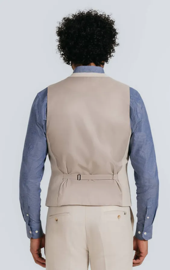 Oatmeal Linen Herringbone Waistcoat - photo 3 Oatmeal Linen Herringbone Waistcoat - photo 3