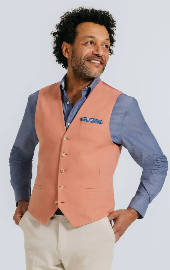 Coral Linen Twill Casual Suit - photo 8