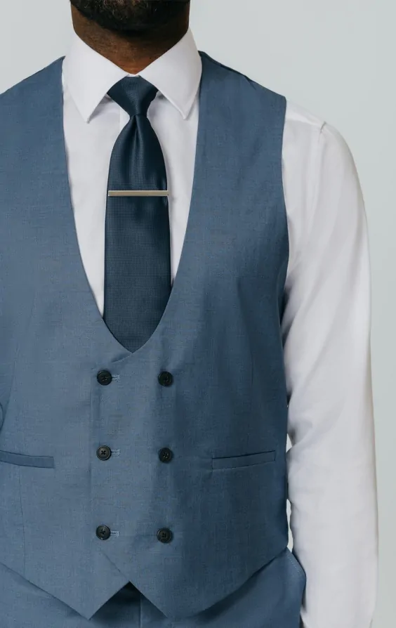 Blue Sharkskin Waistcoat thumbnail 2