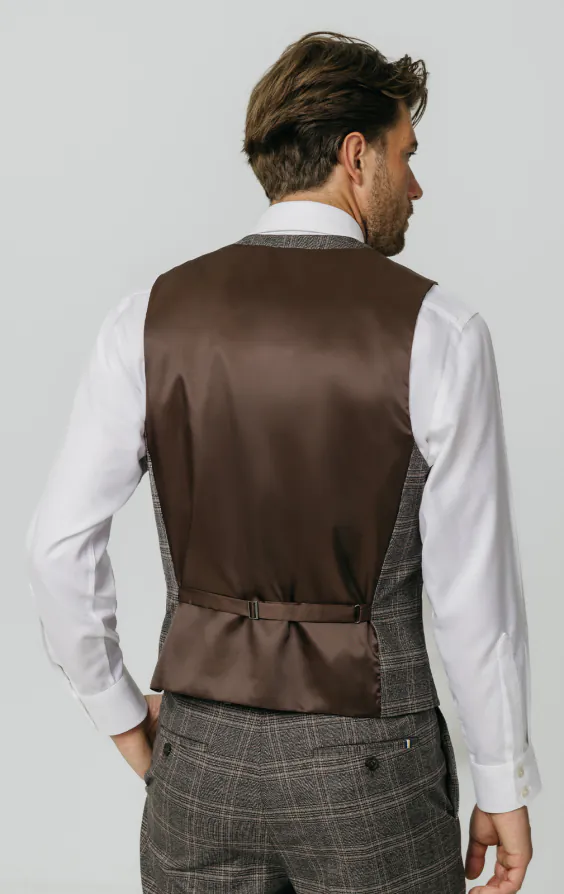 Brown Check Waistcoat thumbnail 3