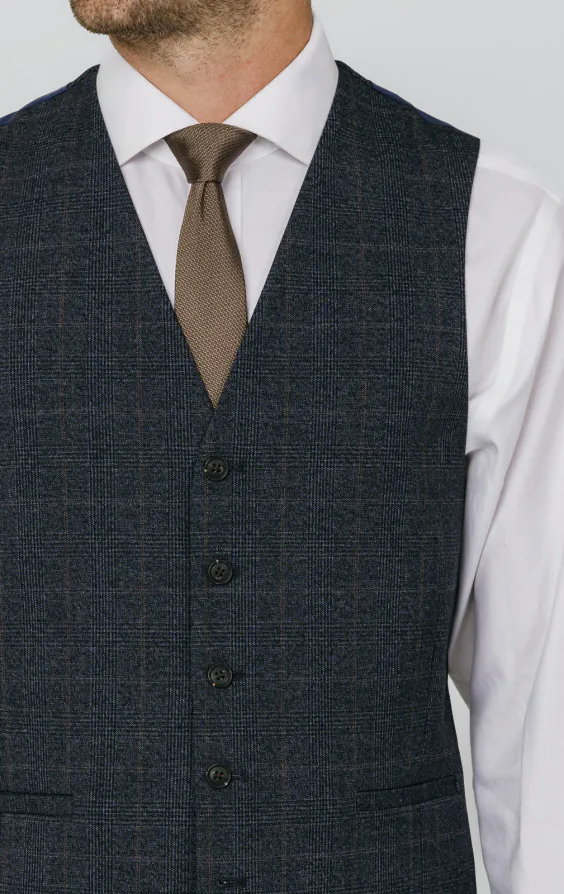 Navy with Rust Check Waistcoat thumbnail 2
