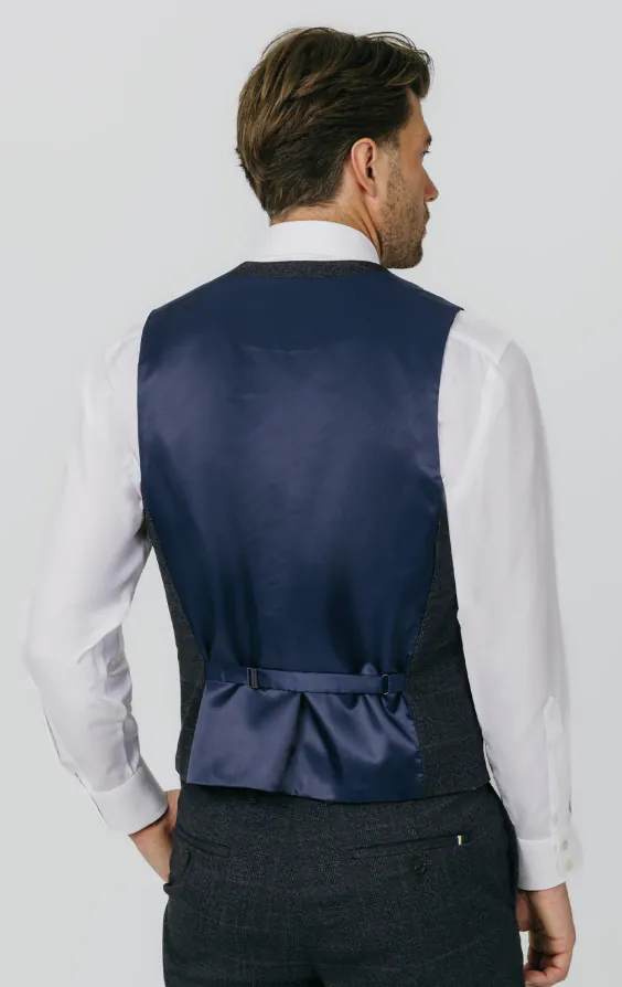 Navy with Rust Check Waistcoat thumbnail 3