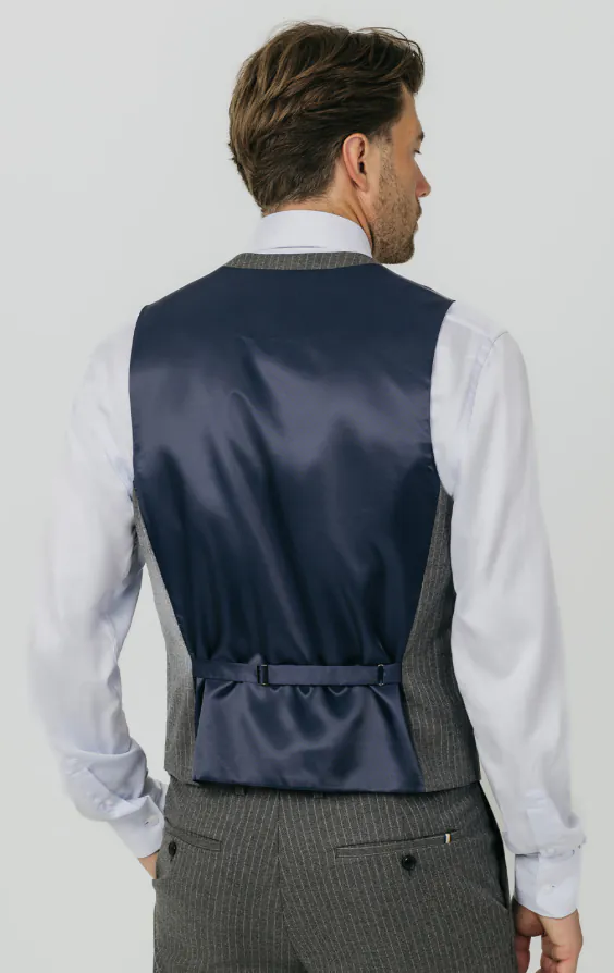 Charcoal Chalkstripe Waistcoat thumbnail 3