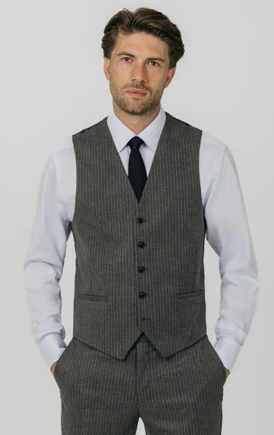 Charcoal Chalkstripe Waistcoat primary image
